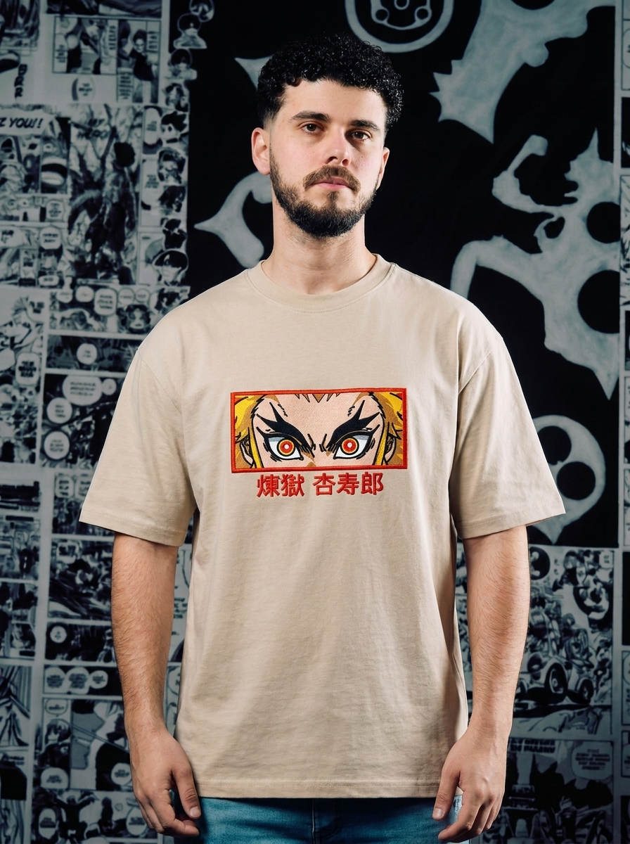 Demon Slayer Mark Embroidered Tee - Beige