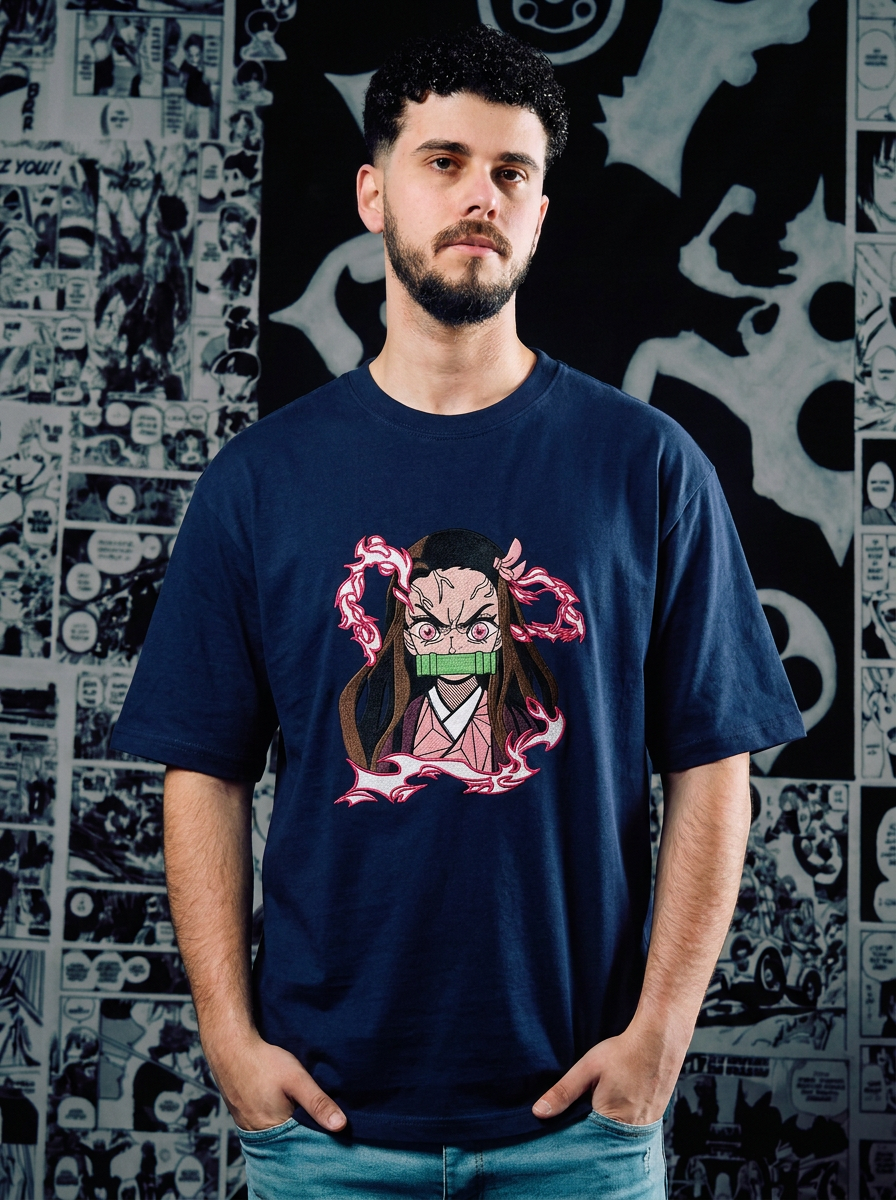 Butterfly Mansion Embroidered Tee - Navy