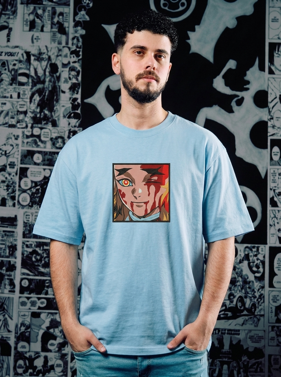 Nichirin Blade Embroidered Tee - Light Blue