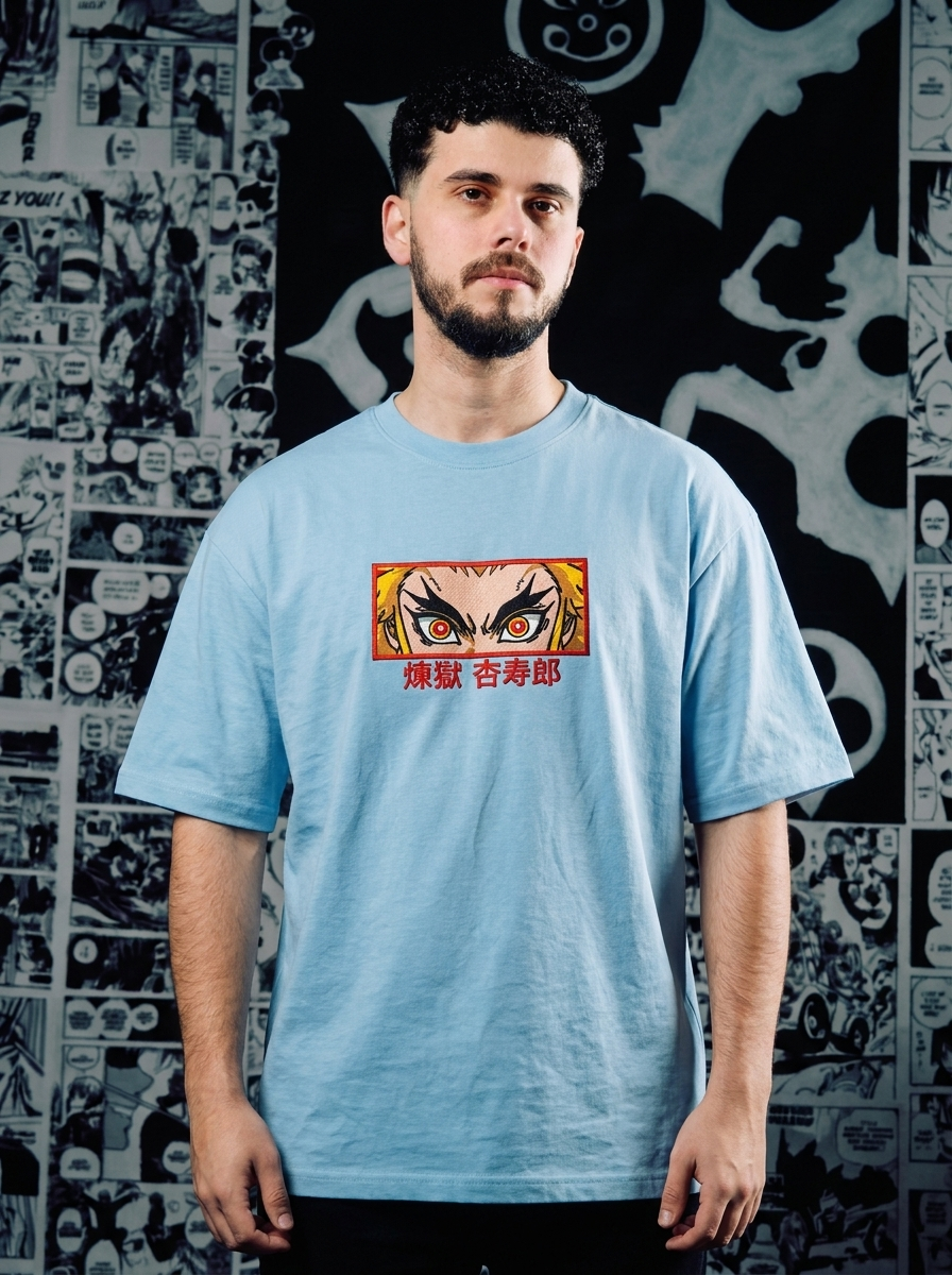 Demon Slayer Mark Embroidered Tee - Light Blue