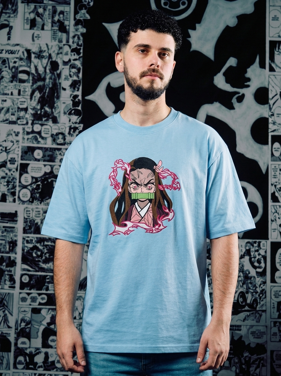 Butterfly Mansion Embroidered Tee - Light Blue
